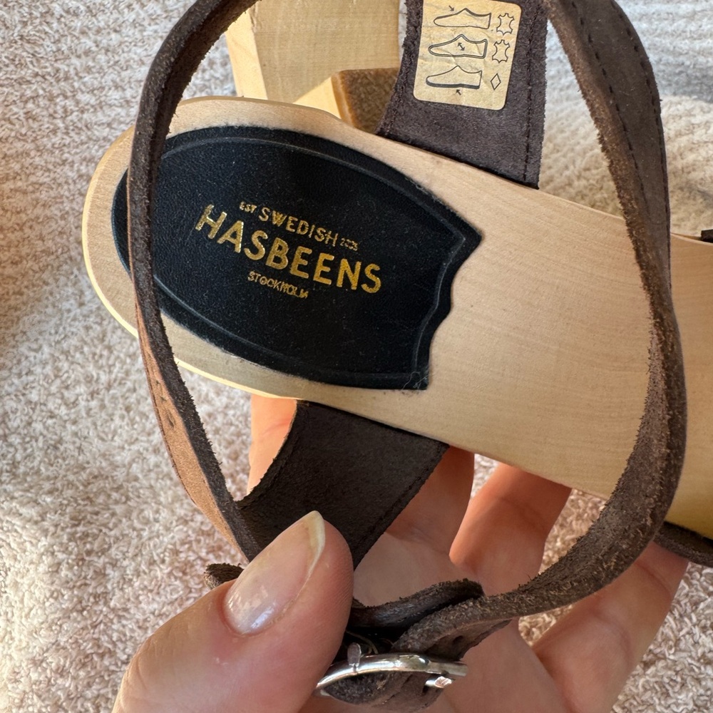 Swedish Hasbeens Brown Leather Mules - Picture 5 of 6